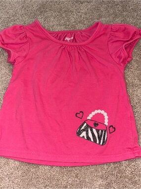 Kidgets Hot Pink Short Sleeve Tee with Zebra Purse Graphic 4T